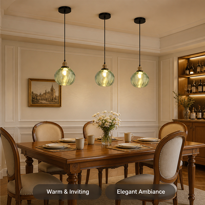 Minimalist Water-Pattern Glass Wire Frame Pendant Light