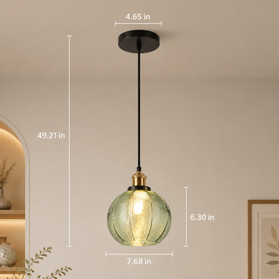 Minimalist Water-Pattern Glass Wire Frame Pendant Light