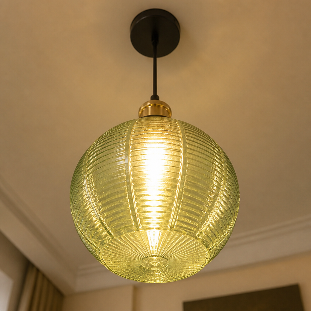 Minimalist Water-Pattern Glass Wire Frame Pendant Light