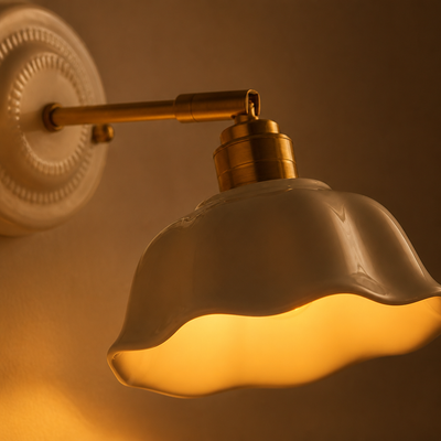 Minimalist White Ceramic LED Floral Wall Sconce