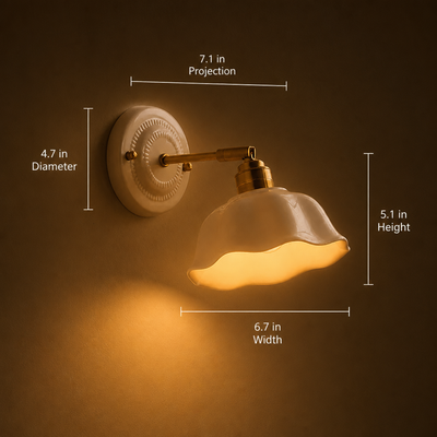 Minimalist White Ceramic LED Floral Wall Sconce