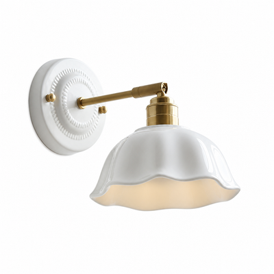 Minimalist White Ceramic LED Floral Wall Sconce