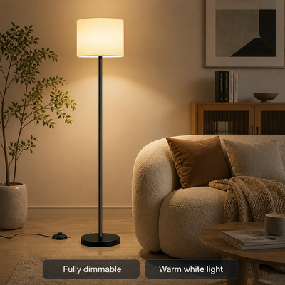 Minimalist White Fabric Floor Lamp