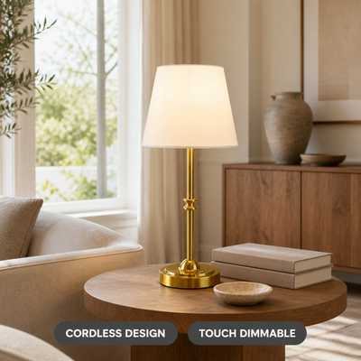 Minimalist White Fabric Touch Dimmer Desk Lamp