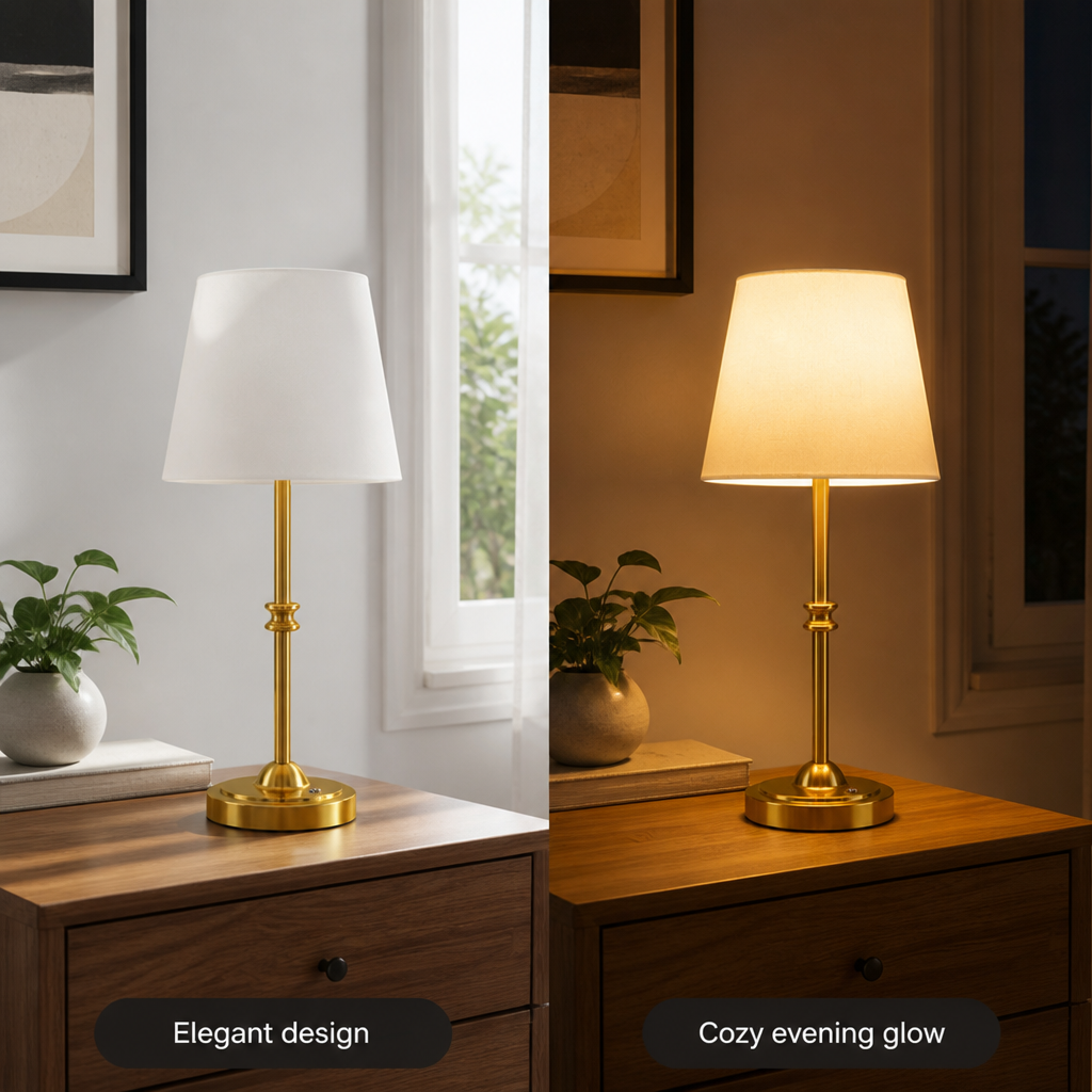 Minimalist White Fabric Touch Dimmer Desk Lamp