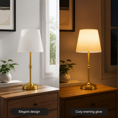 Minimalist White Fabric Touch Dimmer Desk Lamp