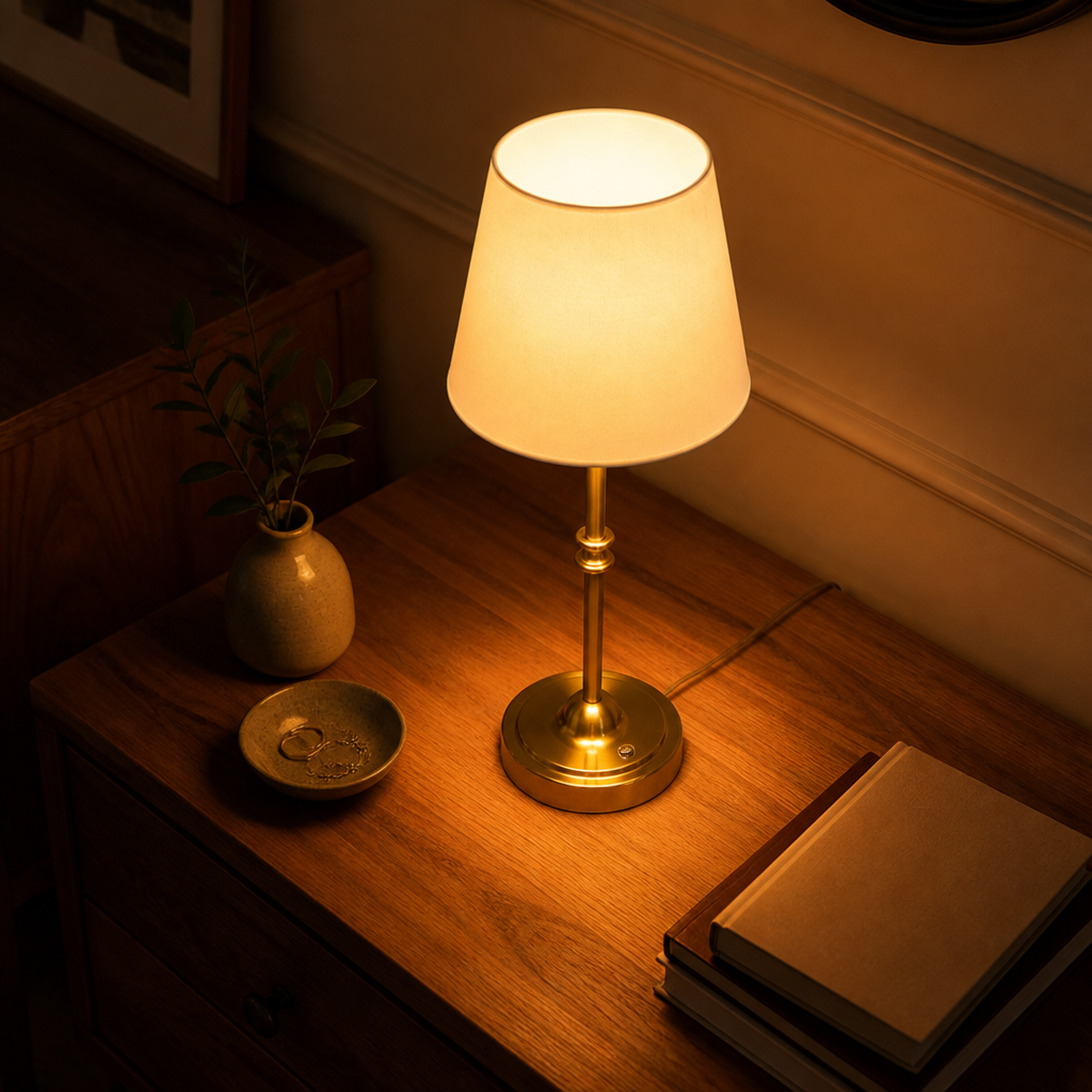 Minimalist White Fabric Touch Dimmer Desk Lamp