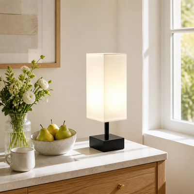 Minimalist White Metal Table Lamp