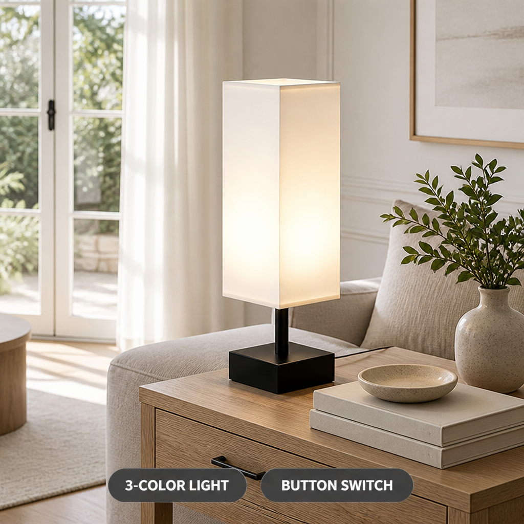 Minimalist White Metal Table Lamp