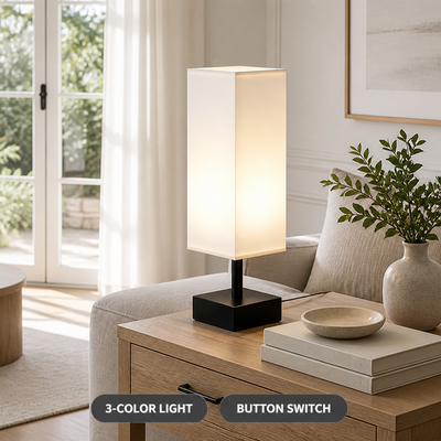 Minimalist White Metal Table Lamp