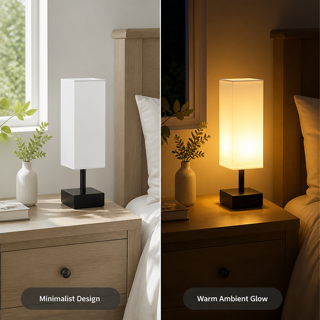 Minimalist White Metal Table Lamp