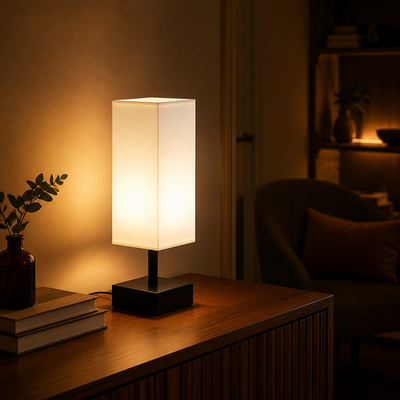 Minimalist White Metal Table Lamp