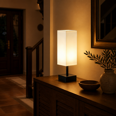 Minimalist White Metal Table Lamp