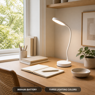Minimalist White Rechargeable Desk Lamp