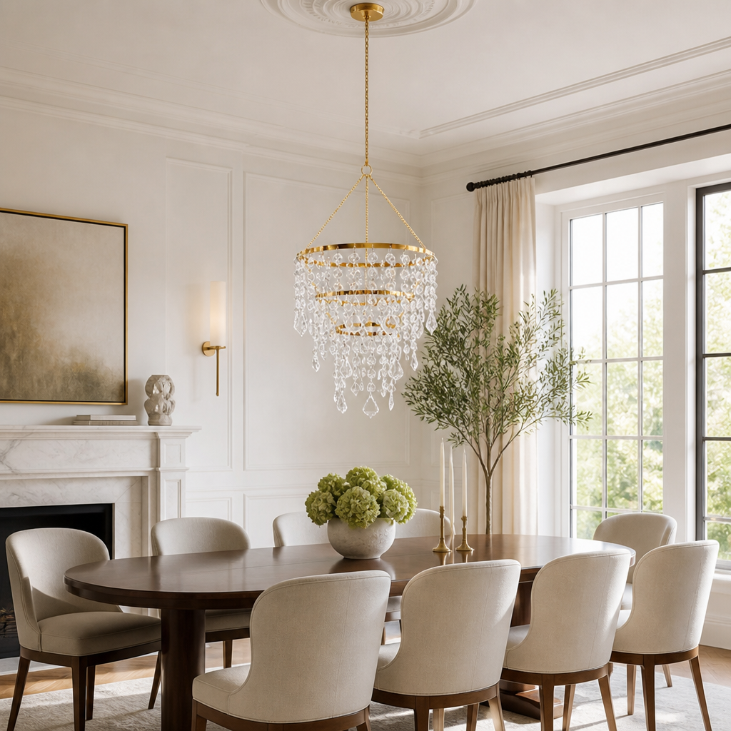 Modern Acrylic LED Three-Layer Beaded Pendant Light