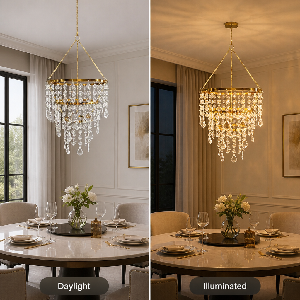 Modern Acrylic LED Three-Layer Beaded Pendant Light