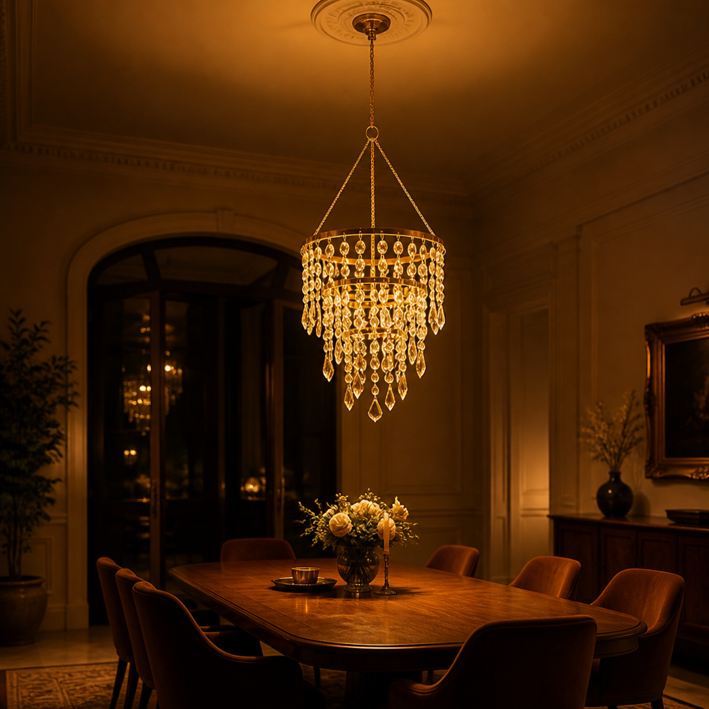Modern Acrylic LED Three-Layer Beaded Pendant Light