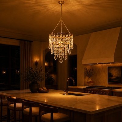 Modern Acrylic LED Three-Layer Beaded Pendant Light