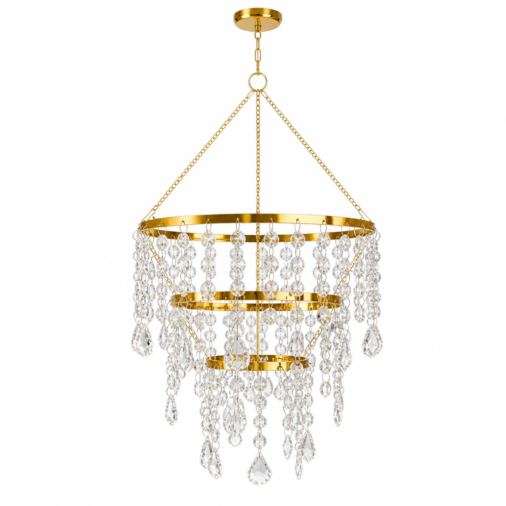 Modern Acrylic LED Three-Layer Beaded Pendant Light