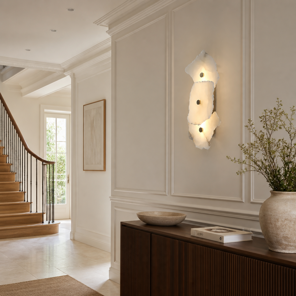 Modern Alabaster & Copper Wall Sconce