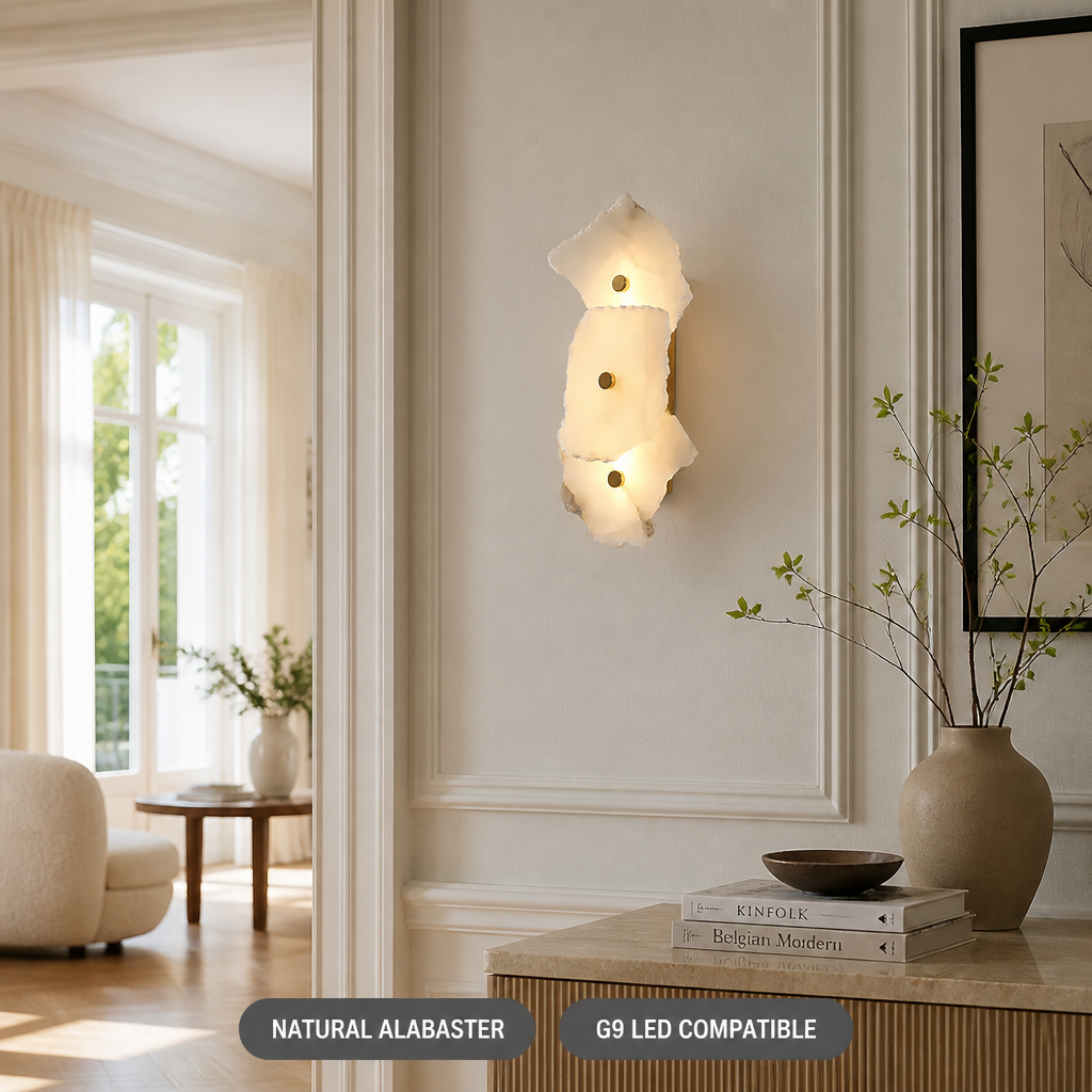 Modern Alabaster & Copper Wall Sconce