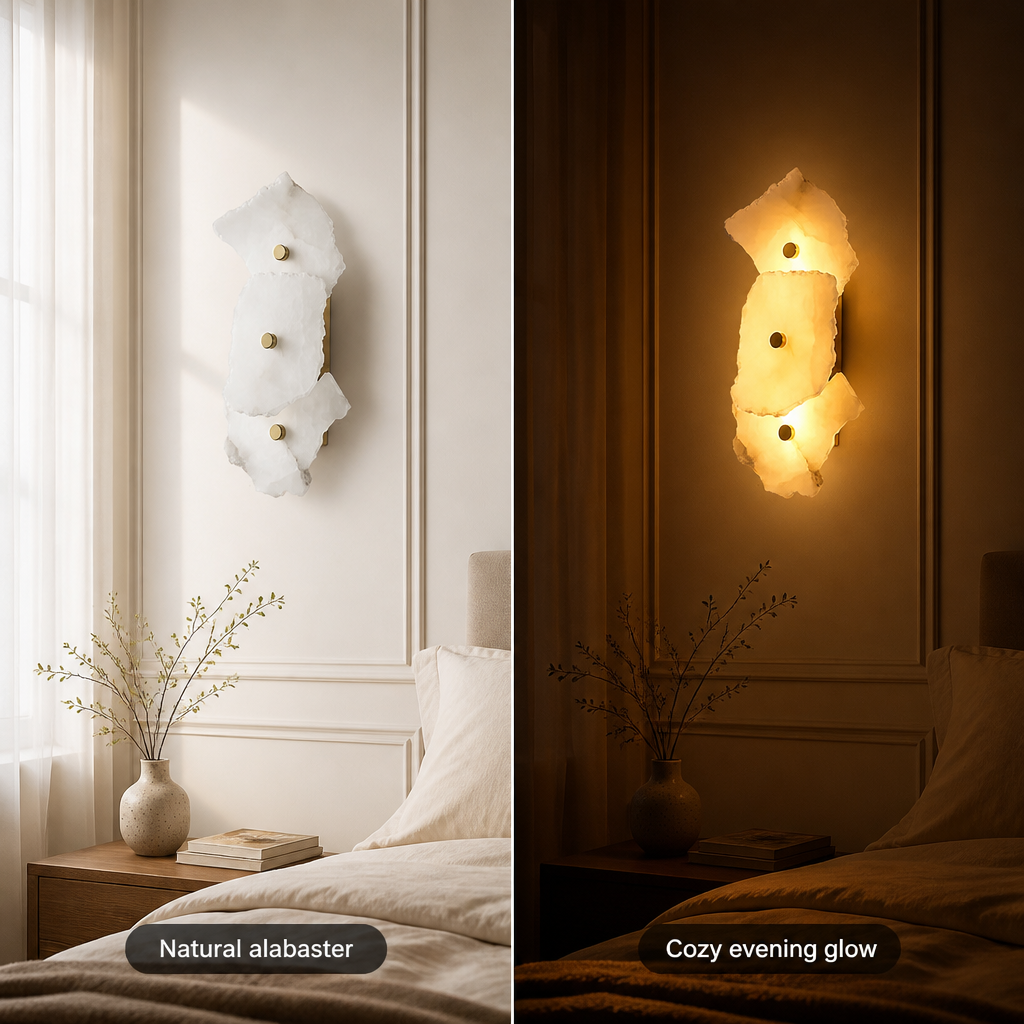 Modern Alabaster & Copper Wall Sconce