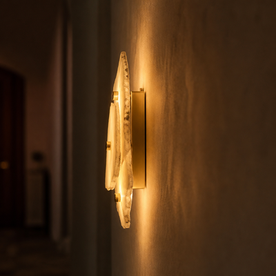 Modern Alabaster & Copper Wall Sconce