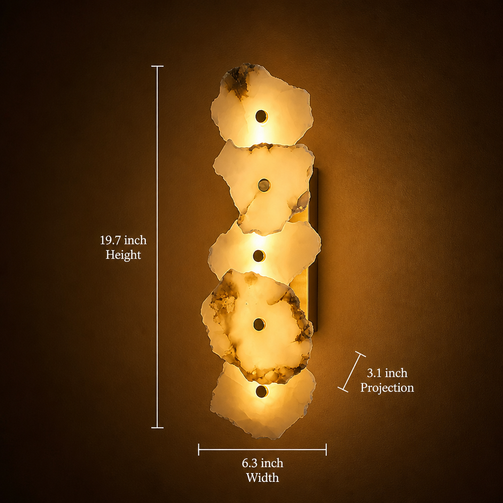 Modern Alabaster & Copper Wall Sconce