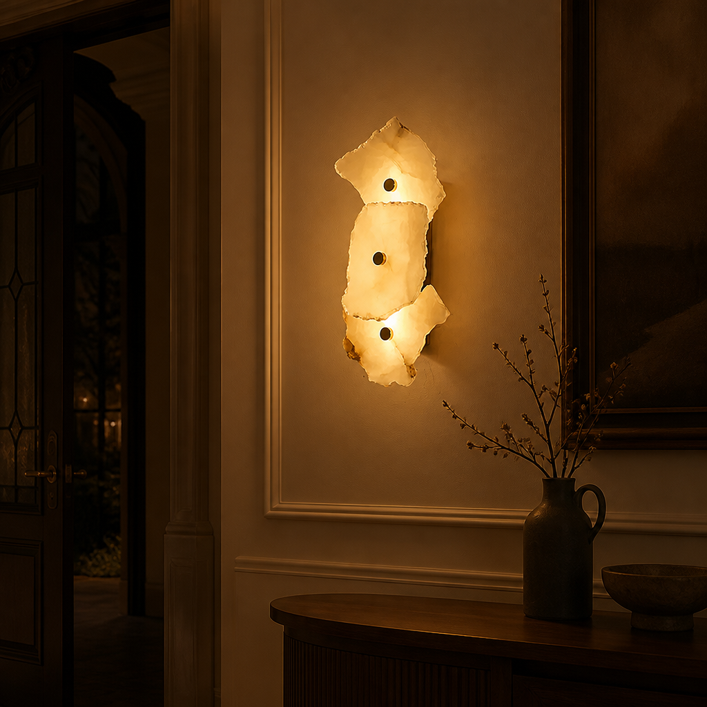 Modern Alabaster & Copper Wall Sconce