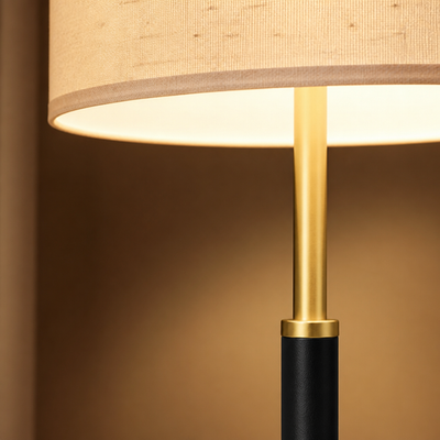 Modern Beige Fabric Height-Adjustable Floor Lamp