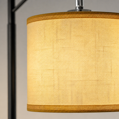 Modern Beige Linen Arc Floor Lamp