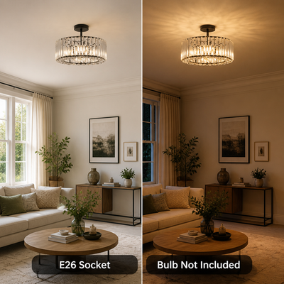 Modern Black Crystal Ceiling Light