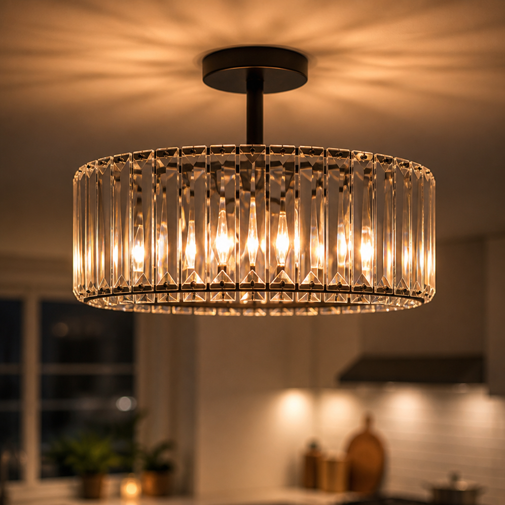 Modern Black Crystal Ceiling Light