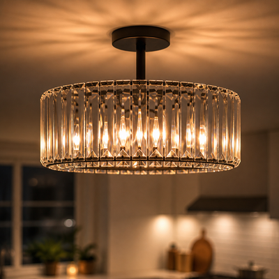 Modern Black Crystal Ceiling Light