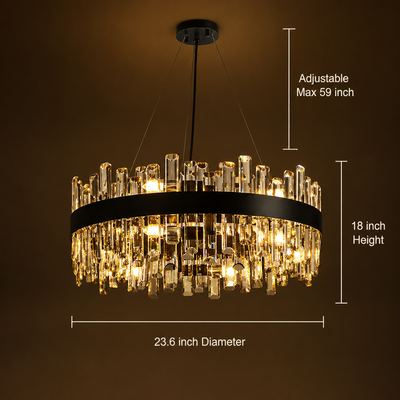 Modern Black Crystal Double-Layer Pendant Light