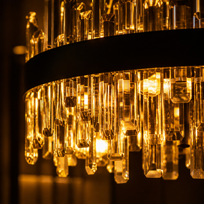 Modern Black Crystal Double-Layer Pendant Light