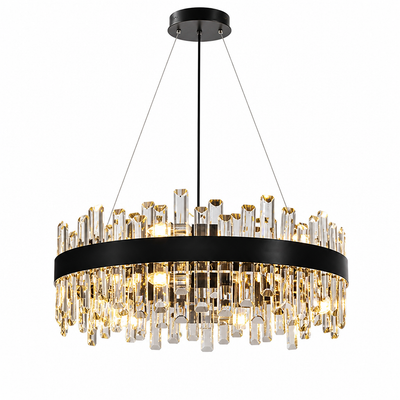 Modern Black Crystal Double-Layer Pendant Light