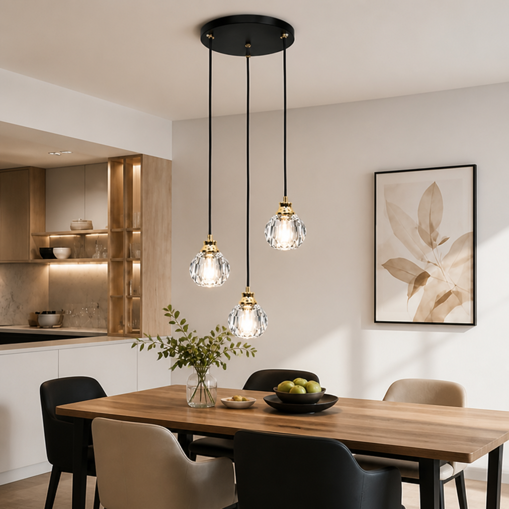Modern Black Crystal Teardrop Chandelier