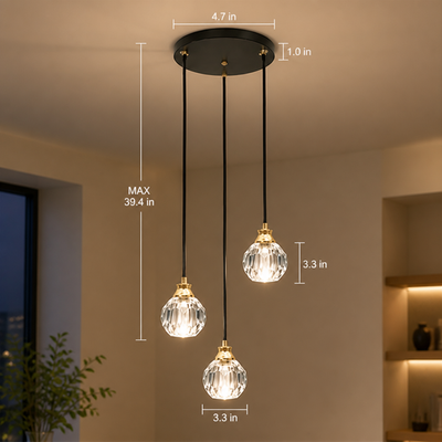 Modern Black Crystal Teardrop Chandelier