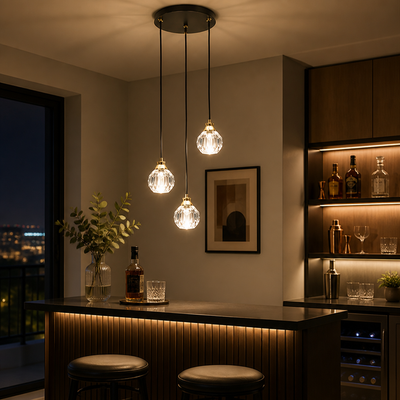 Modern Black Crystal Teardrop Chandelier