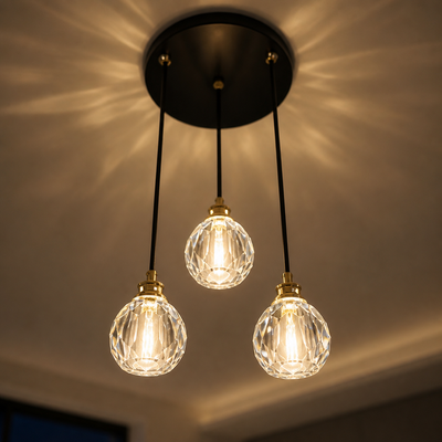 Modern Black Crystal Teardrop Chandelier