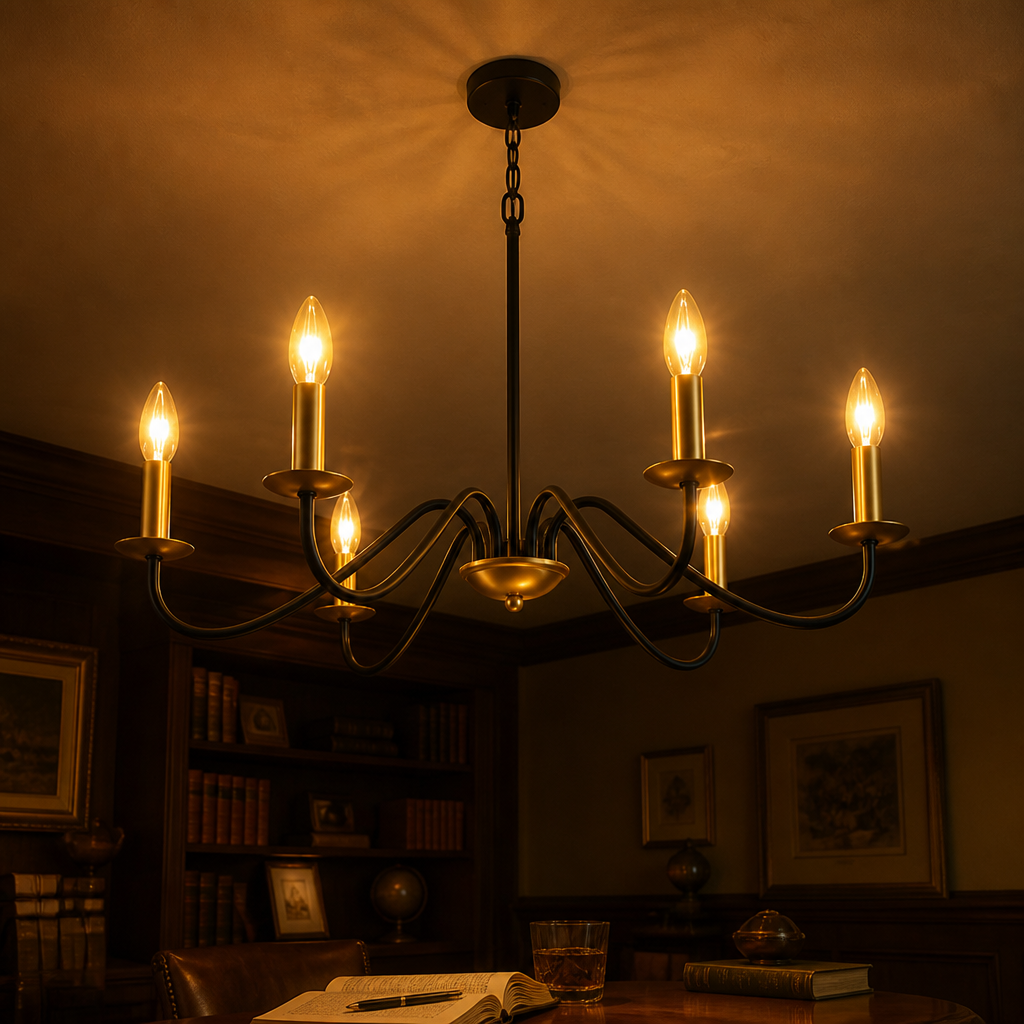 Modern Black & Gold 6-Light Ceiling Light