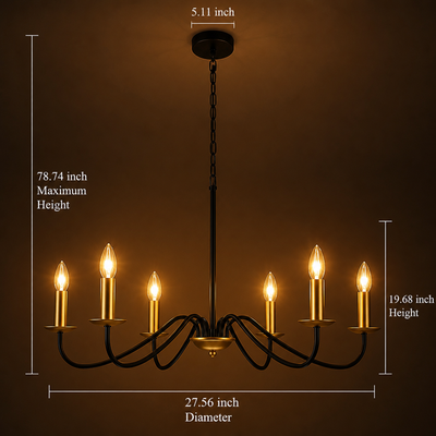 Modern Black & Gold 6-Light Ceiling Light