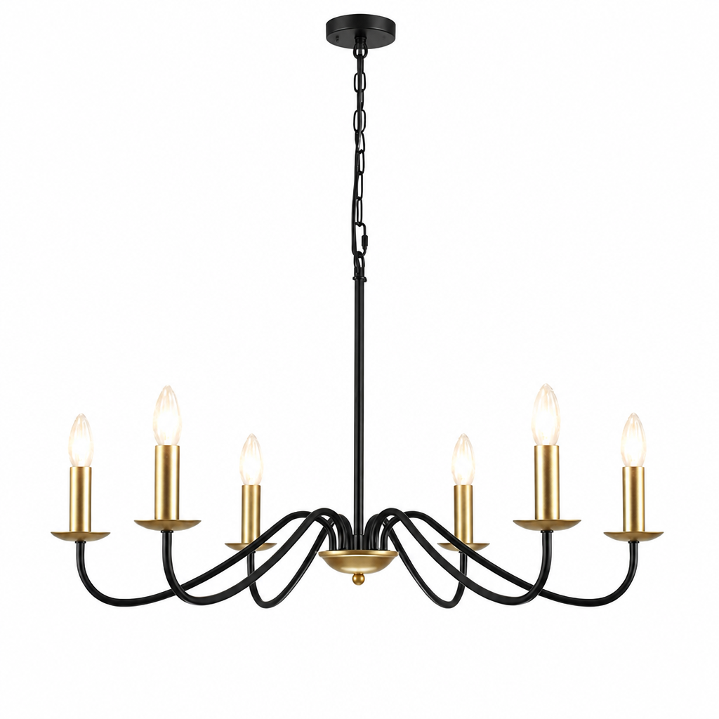 Modern Black & Gold 6-Light Ceiling Light