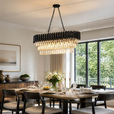 Modern Black & Gold Rectangular Chandelier