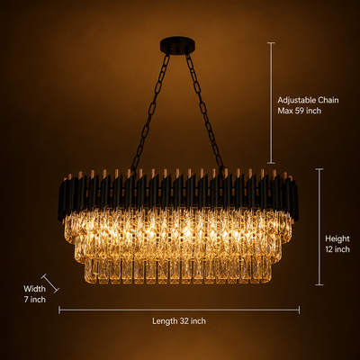Modern Black & Gold Rectangular Chandelier