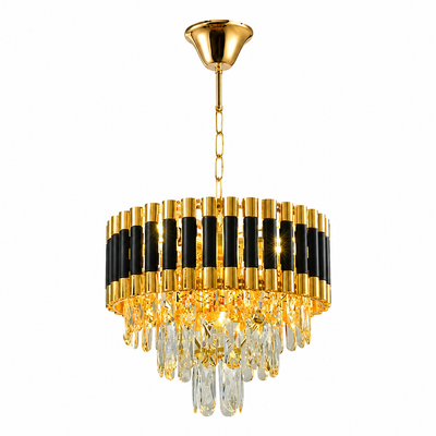 Modern Black & Gold Three-Tier Water-Drop Chandelier