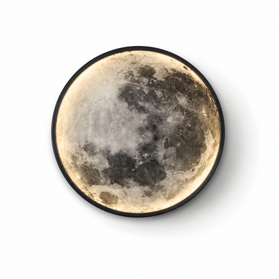 Modern Black Iron LED Moon Wall Sconce