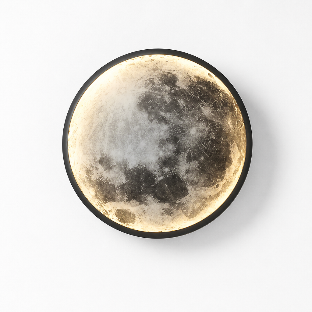 Modern Black Iron LED Moon Wall Sconce