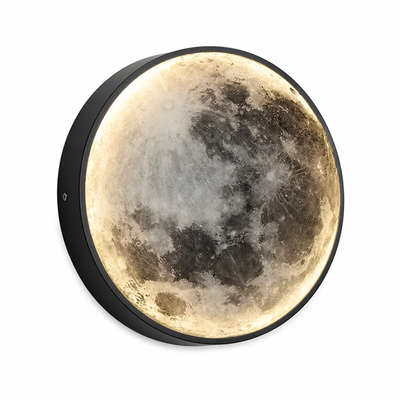 Modern Black Iron LED Moon Wall Sconce